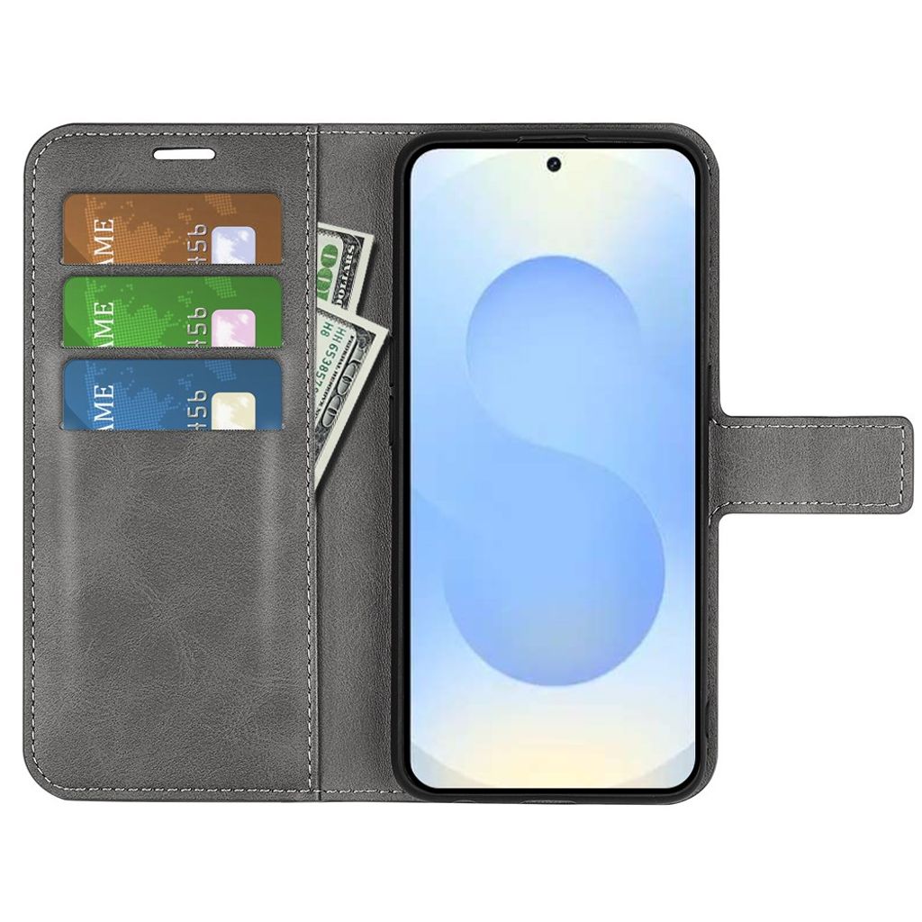 Samsung Galaxy S26 Plus Lommeboketui med Stativ – Grå