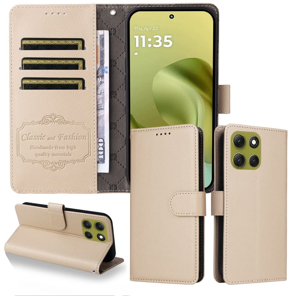 Motorola Moto G86 Power 5G / G86 5G Wallet Cover RFID Blocking – Creamy White