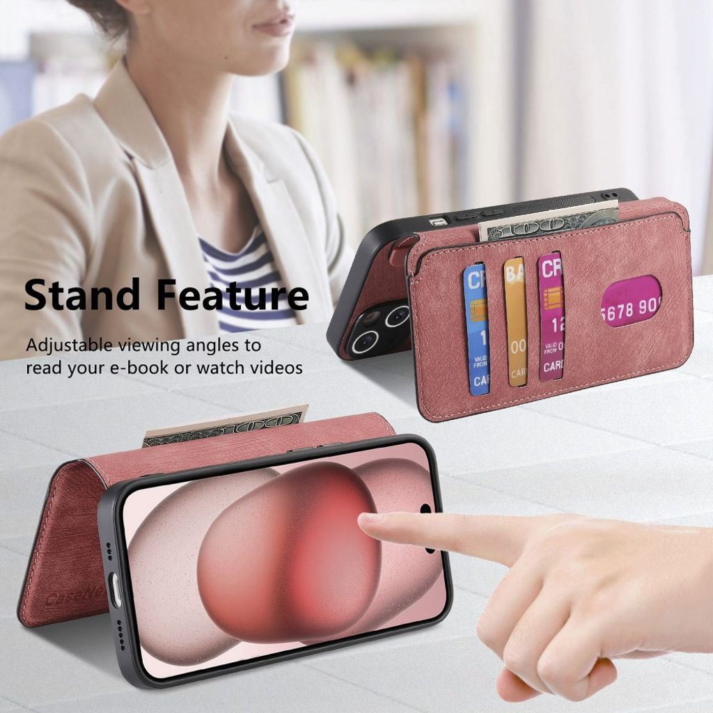 CASENEO iPhone 14 Plus Lommeboketui Avtakbar Lommebok - Rosa