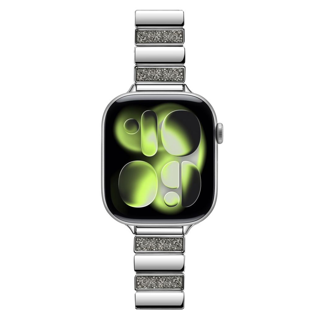 Apple Watch 49/46/44/42mm Klockarmband i rostfritt stål med glitter - Grå