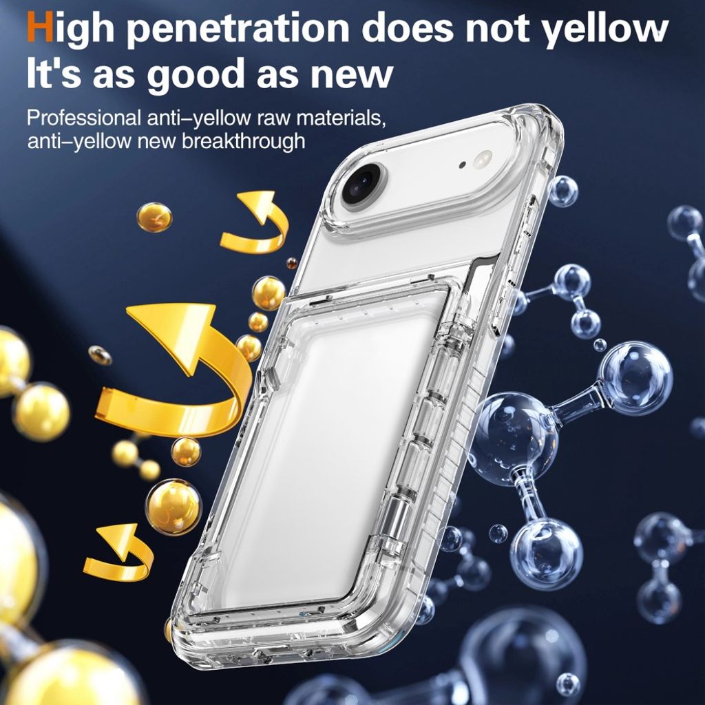 iPhone 17 Air Kuori, Jalusta, Korttipaikka - läpinäkyvä musta
