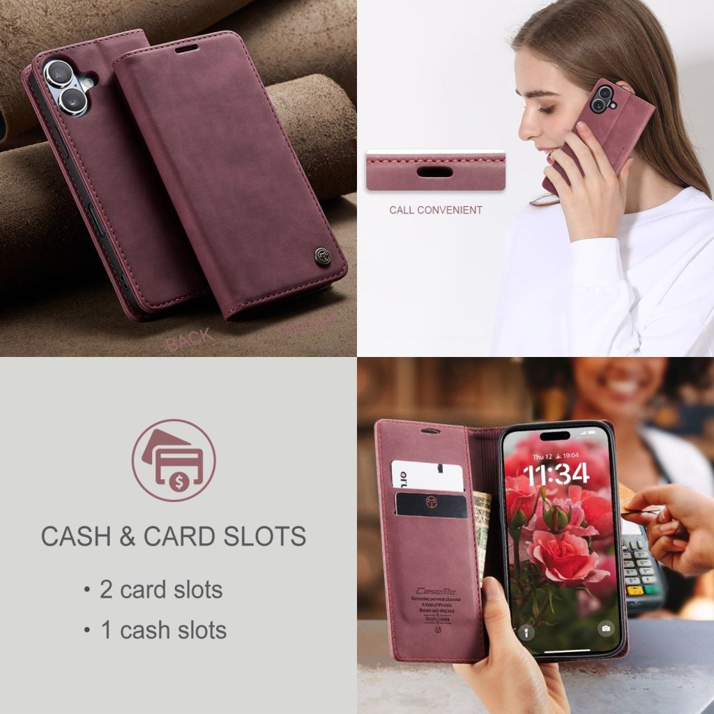 CASEME iPhone 17 Plånboksfodral med Kortfack - Röd