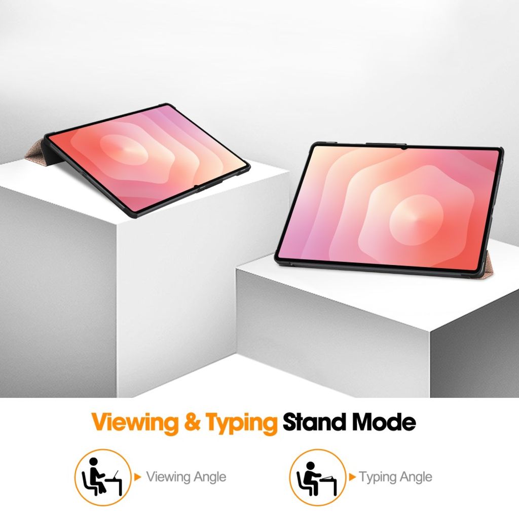 Samsung Galaxy Tab S12 Ultra/S11 Ultra Slimmat Tri-fold stativfodral - Roséguld