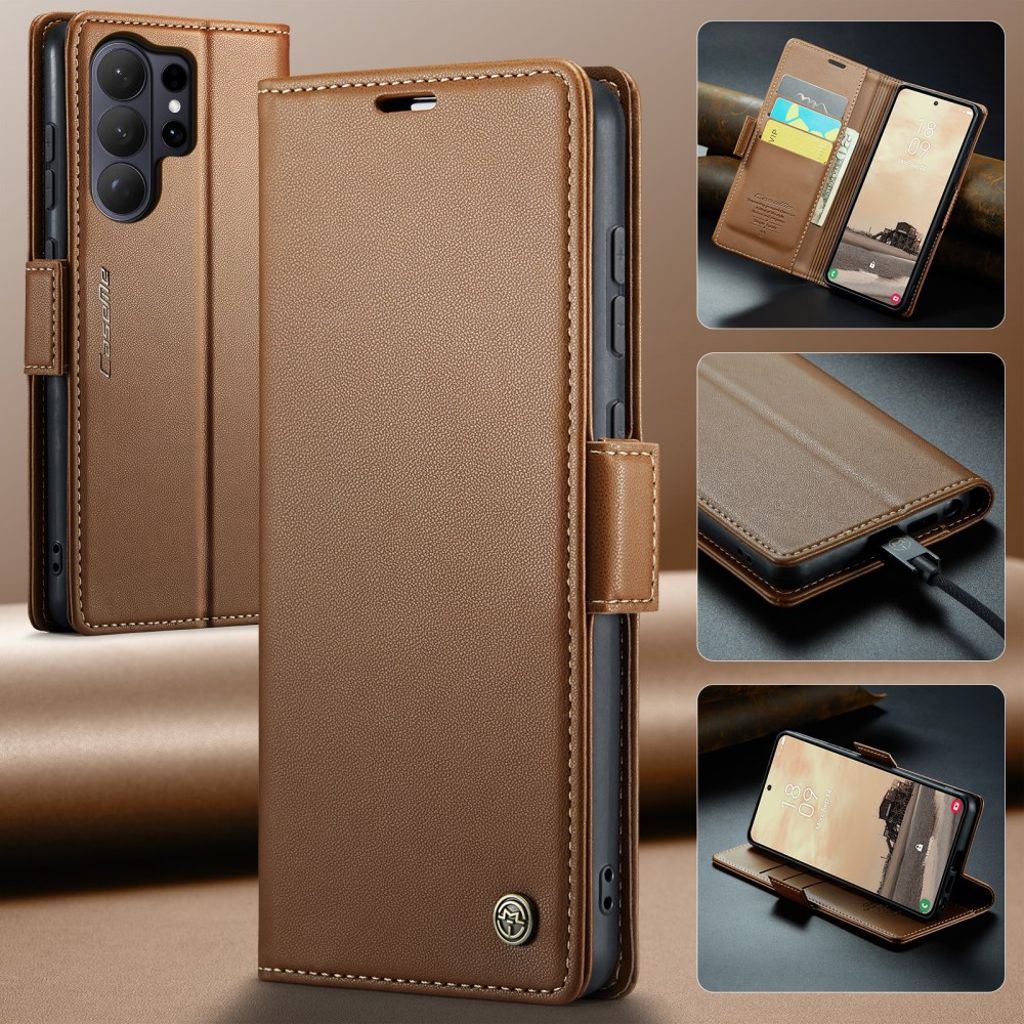 CASEME Samsung Galaxy S26 Ultra Plånboksfodral RFID-blockerande – Brun