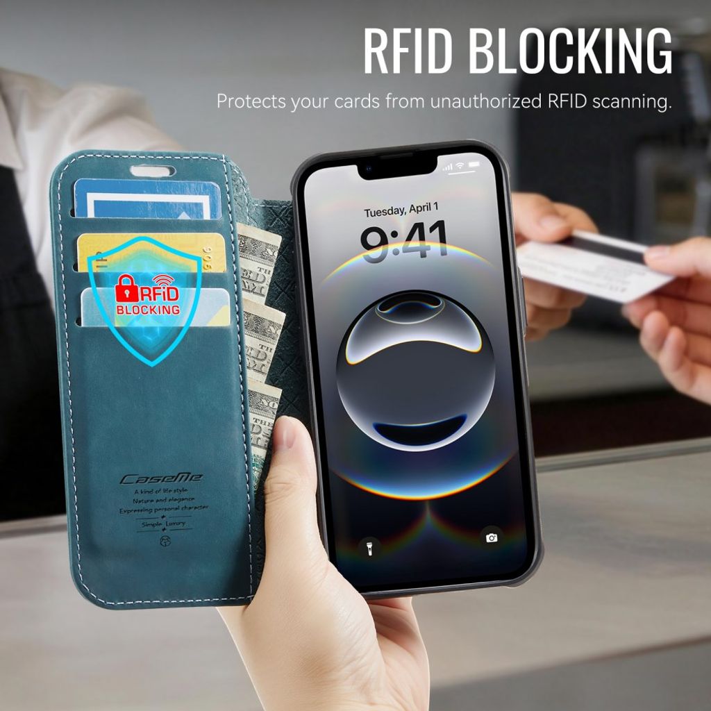 CASEME 053 iPhone 16e/iPhone 17e Lommeboketui MagSafe RFID Blokkerende - Blå