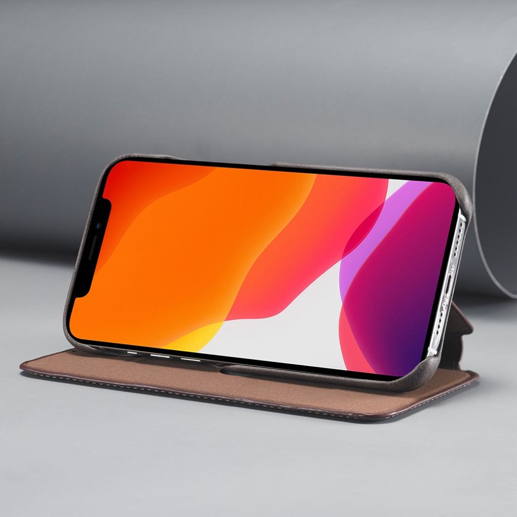 LC.IMEEKE iPhone 12 Pro / 12 Pungetui med Stativ - Grå