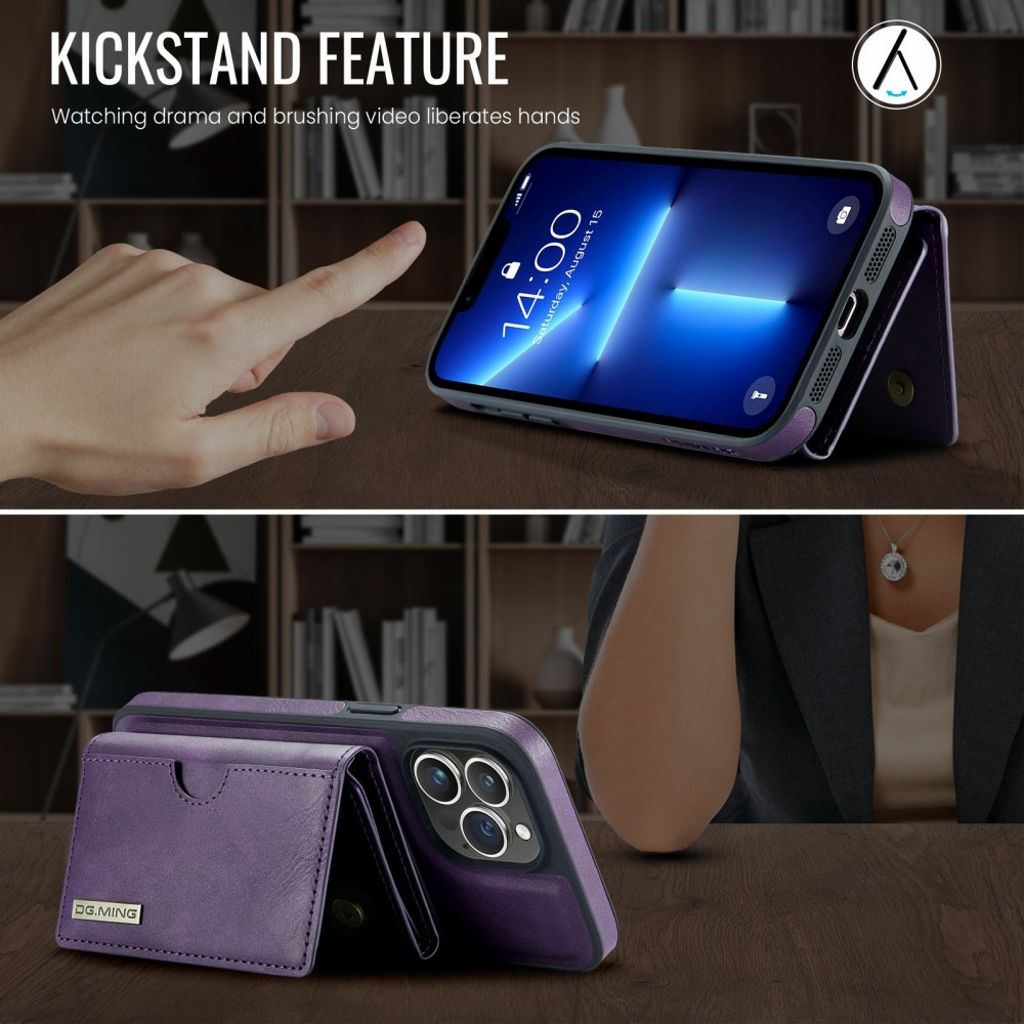 DG.MING iPhone 13 Pro Lompakkokuori Magneettinen - Violetti
