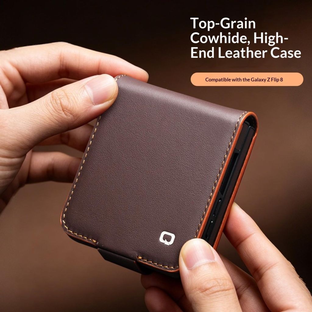 QIALINO Samsung Galaxy Z Flip8 Flip cover i ægte læder - Grøn