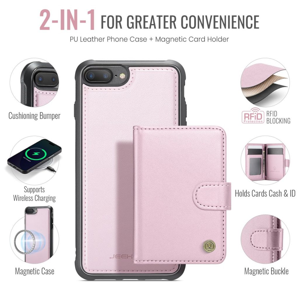 JEEHOOD iPhone 7 Plus / 8 Plus Kuori MagSafe - Vaaleanpunainen