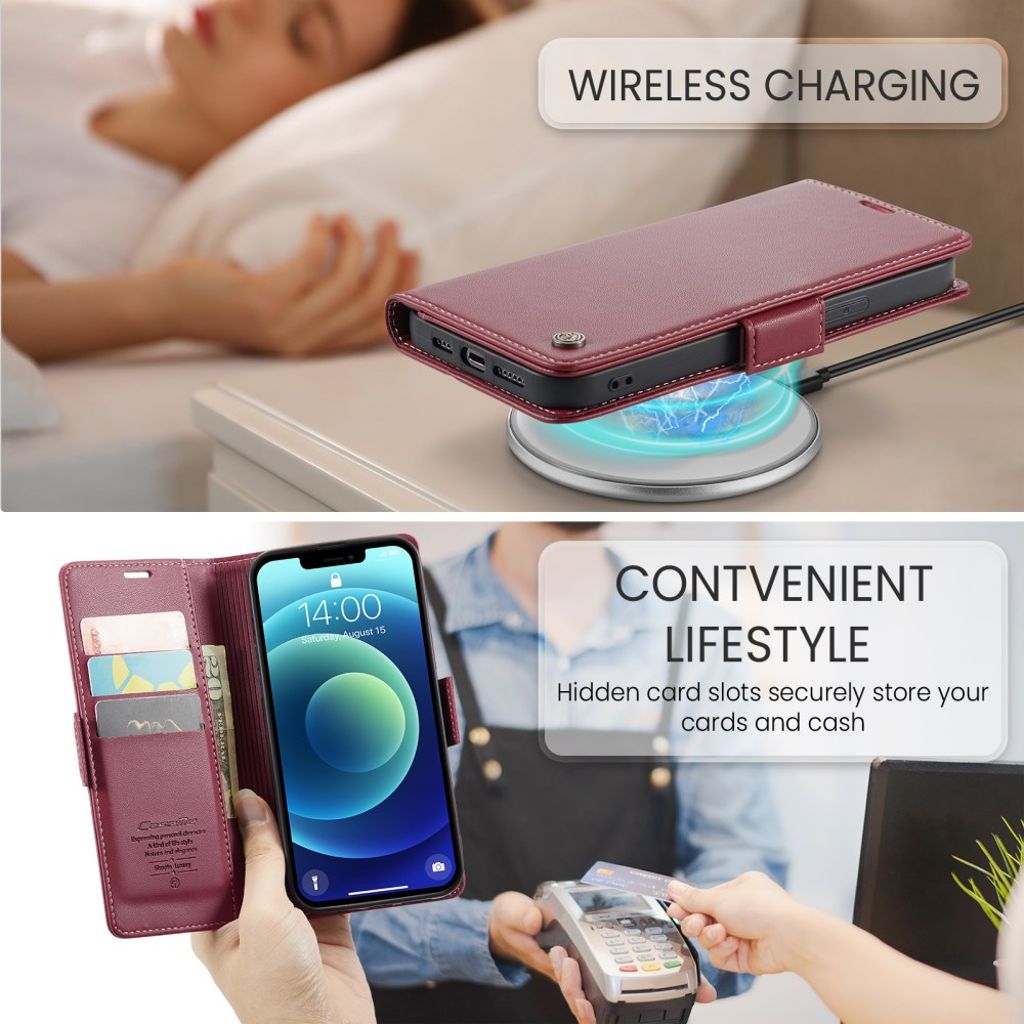 CASEME iPhone 12 / 12 Pro Etui med Kortplads - Rød