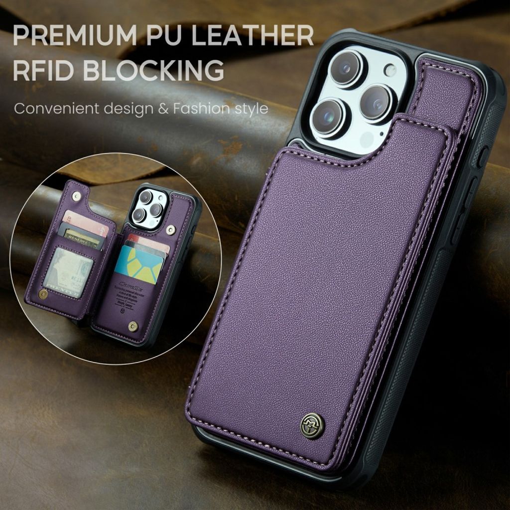 CASEME C22 Wallet Case for iPhone 16 Pro Max – Purple