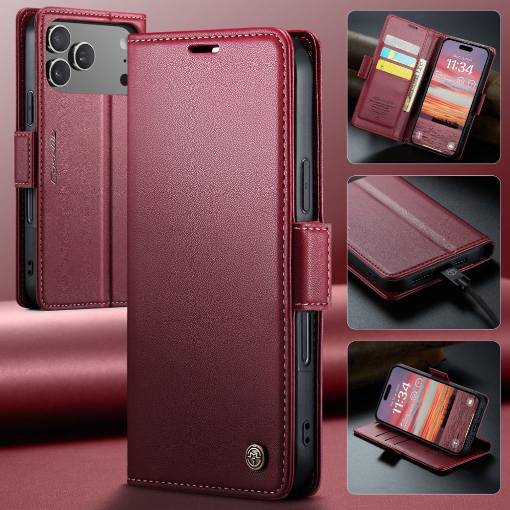 CASEME iPhone 17 Pro Max Etui med Kortspor - Rød