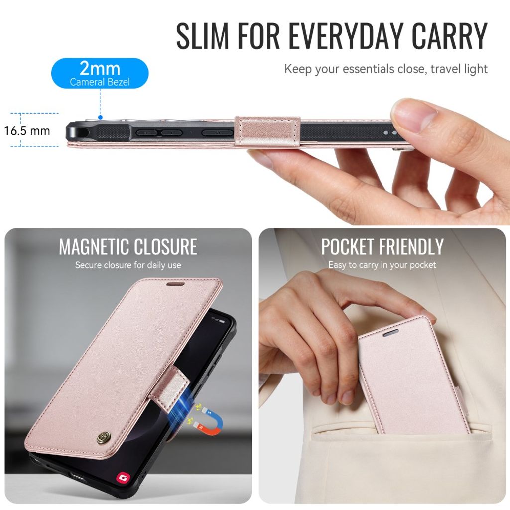 CASEME 053  Samsung Galaxy S26 Ultra  Flip Cover MagSafe RFID-blokerende - Lyserød