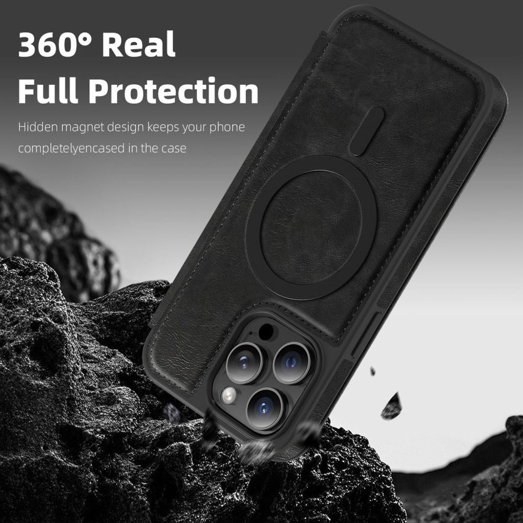 iPhone 14 Pro Max Wallet Cover MagSafe RFID Blocking - Black
