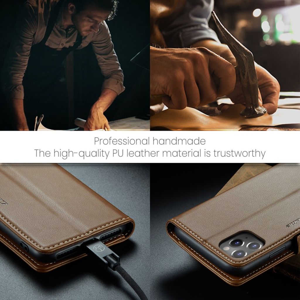 CASEME iPhone 11 Pro Max RFID-blockerande Plånboksfodral – Brun