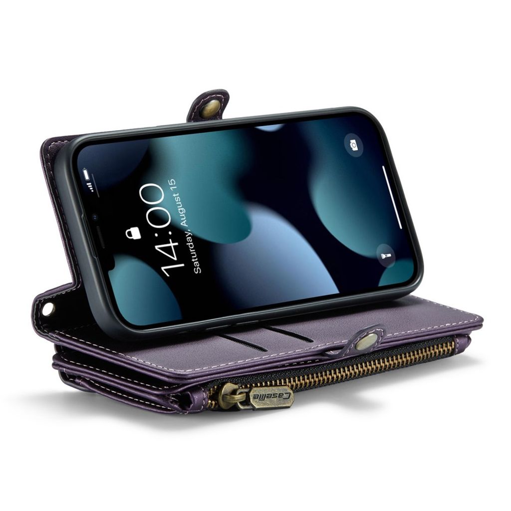 CASEME iPhone 13 mini Lompakkokotelo RFID-estävä Jalustalla – Violetti