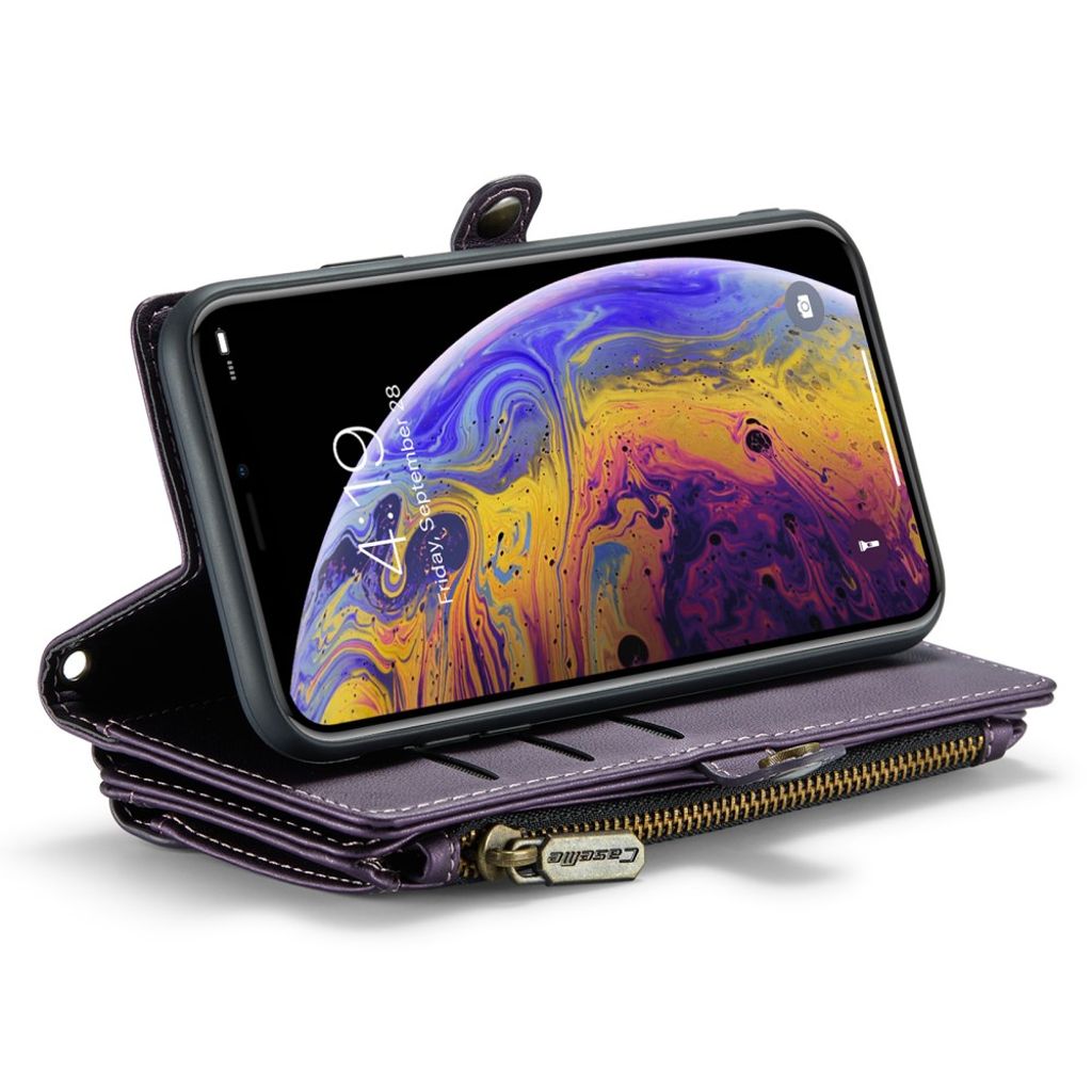 CASEME iPhone XS Max Pungetui m.fl. Stativ & RFID – Lilla