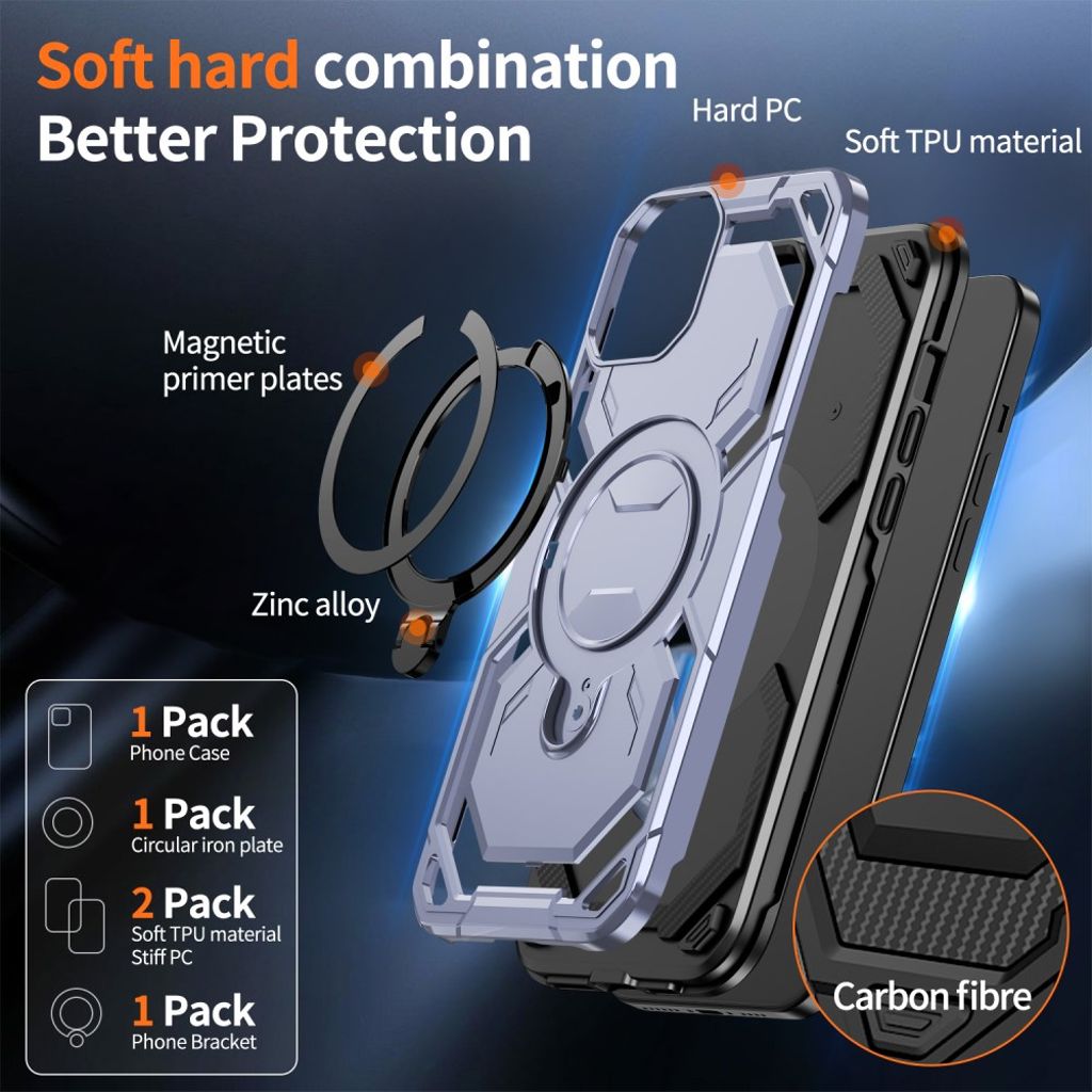 iPhone 13 Case Magnetic Ring Kickstand - Light Blue