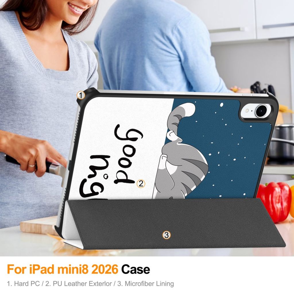 iPad Mini (2026) Kotelo kuviolla - Kissa