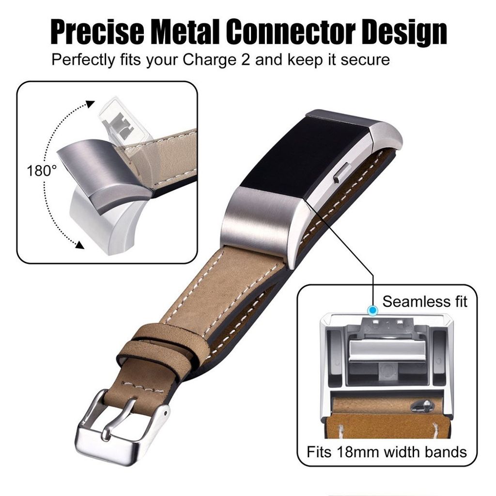 Fitbit Charge 2 Klokkereim Ekte Lær – Brun