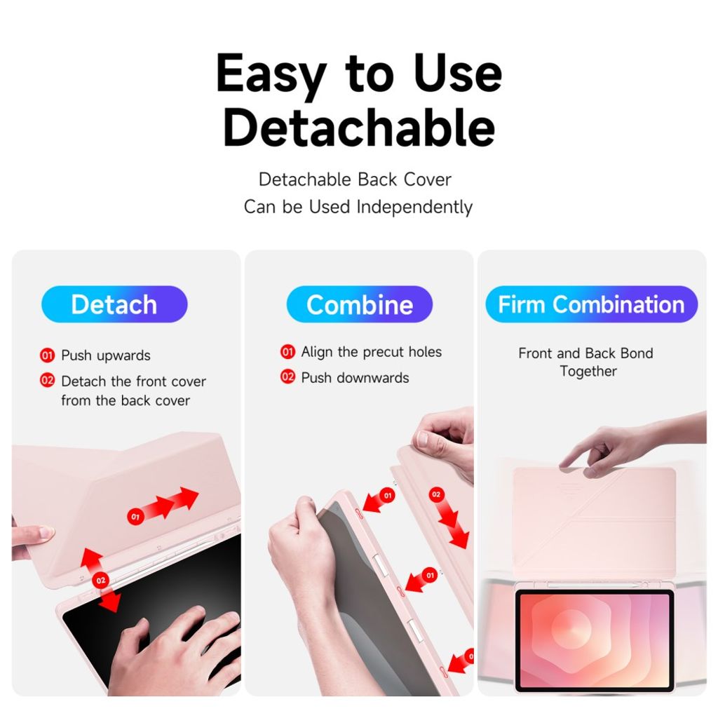 DUX DUCIS Samsung Galaxy Tab S11 kotelo origami-jalusta - Vaaleanpunainen