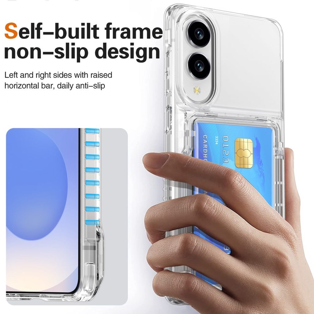 Samsung Galaxy S25 Edge Cover Kortholder/Stativ - Gennemsigtig