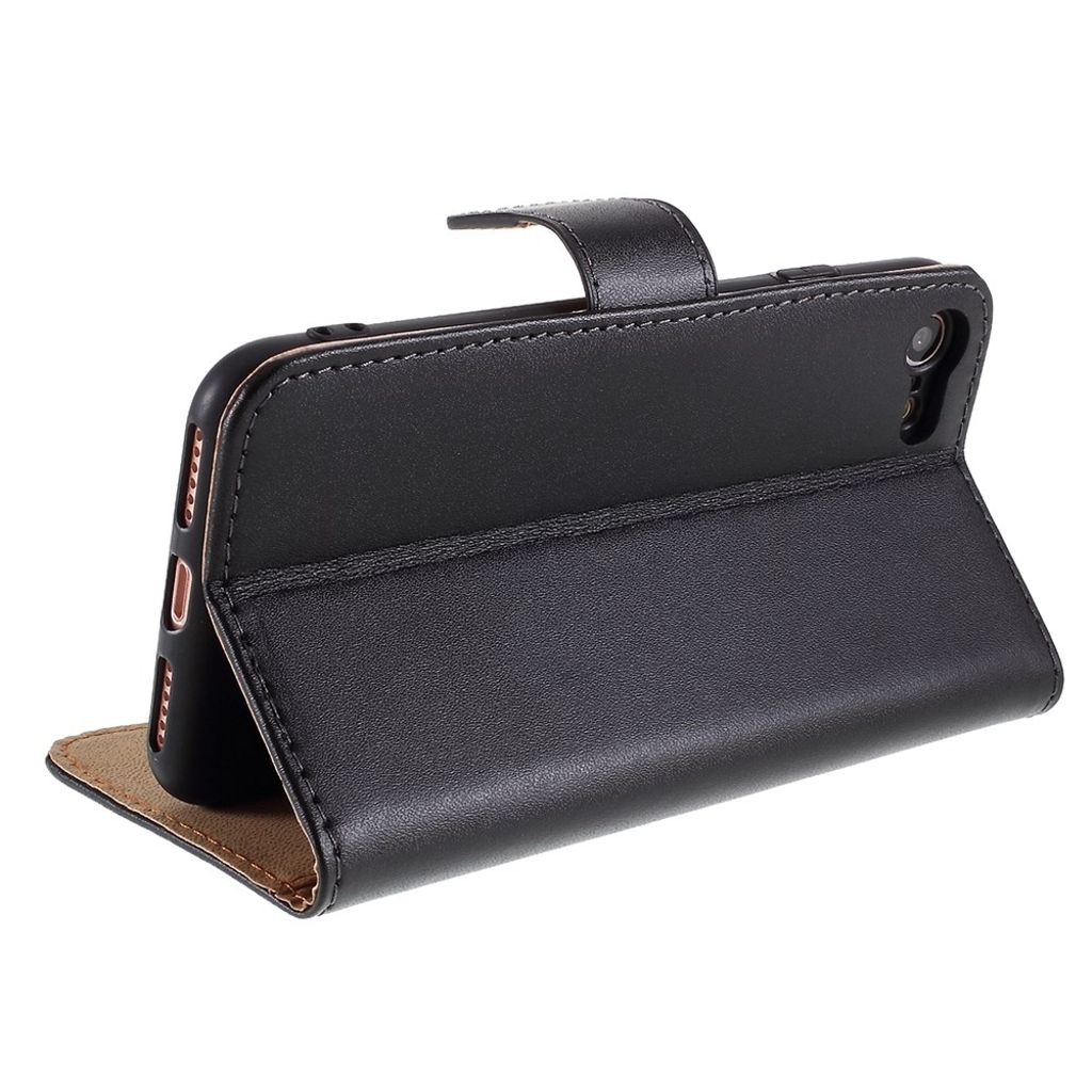 iPhone 8/7/SE (2020)/SE (2022) Plånboksfodral i Äkta Läder – Svart