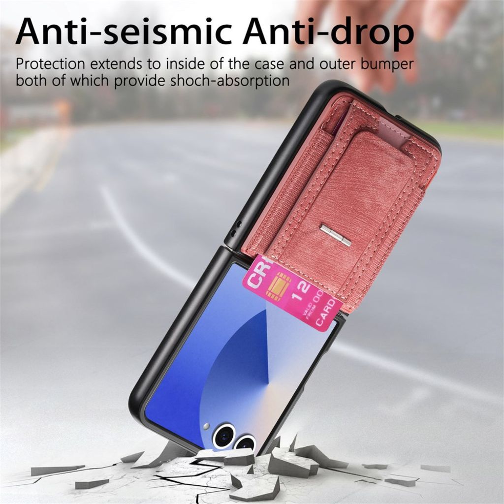 Samsung Galaxy Z Flip7 5G Cover med Kortholder - Lyserød
