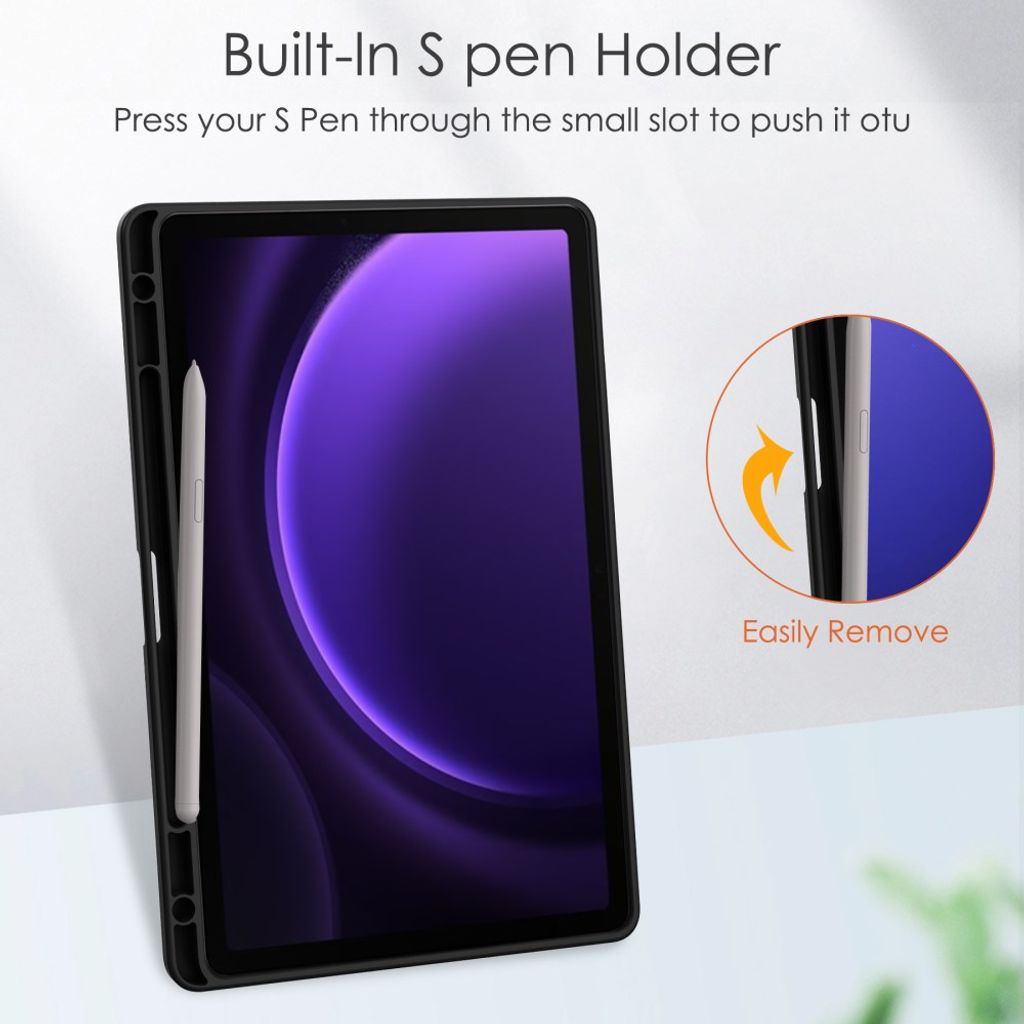 Samsung Galaxy Tab S10 FE/S9 FE Etui med Penneplass - Svart
