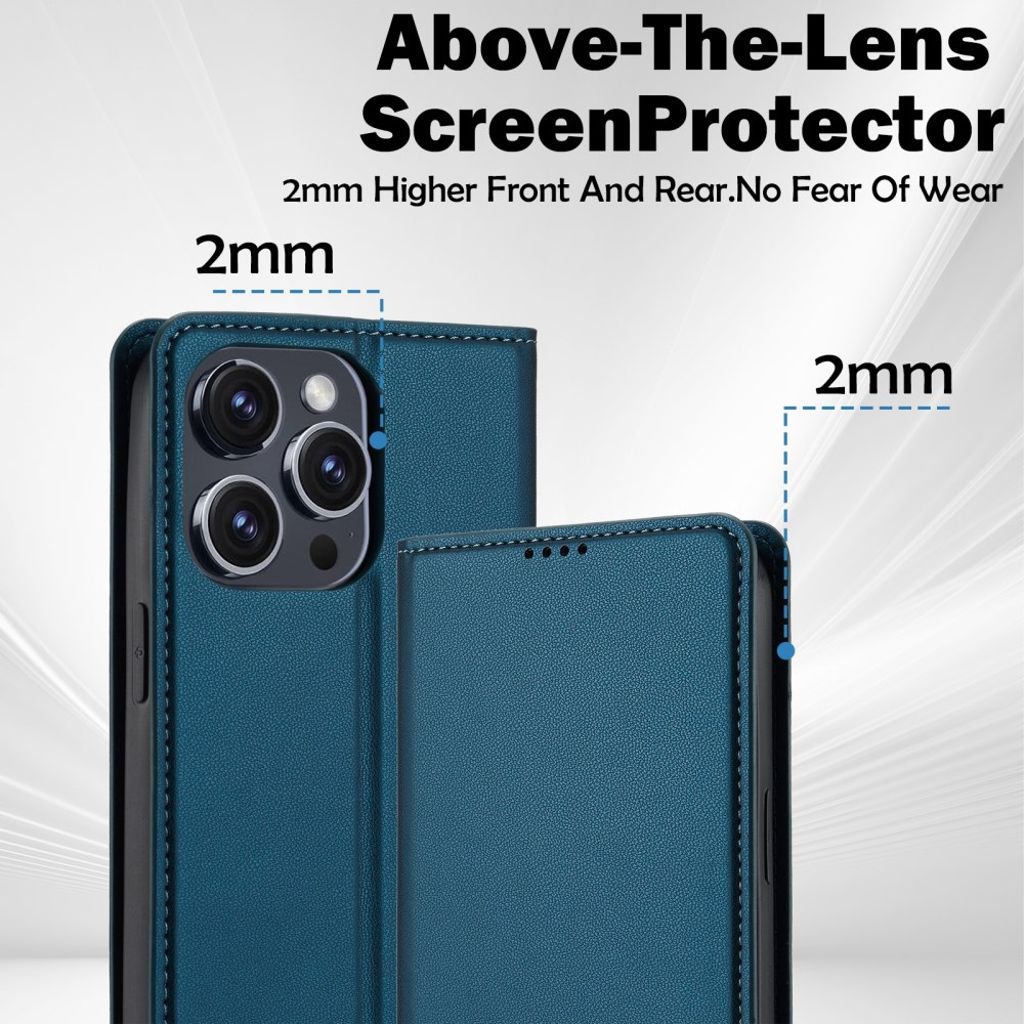 LC.IMEEKE iPhone 15 Pro Plånboksfodral PU-läder Stativ - Blå