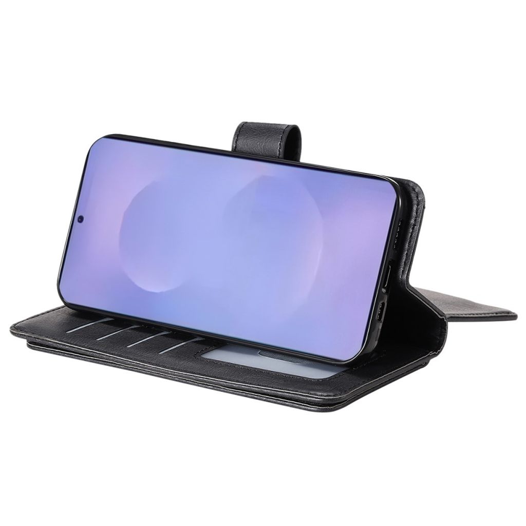 Samsung Galaxy S26 Plus Pungetui med 10 Kortholdere og Stativ - Sort