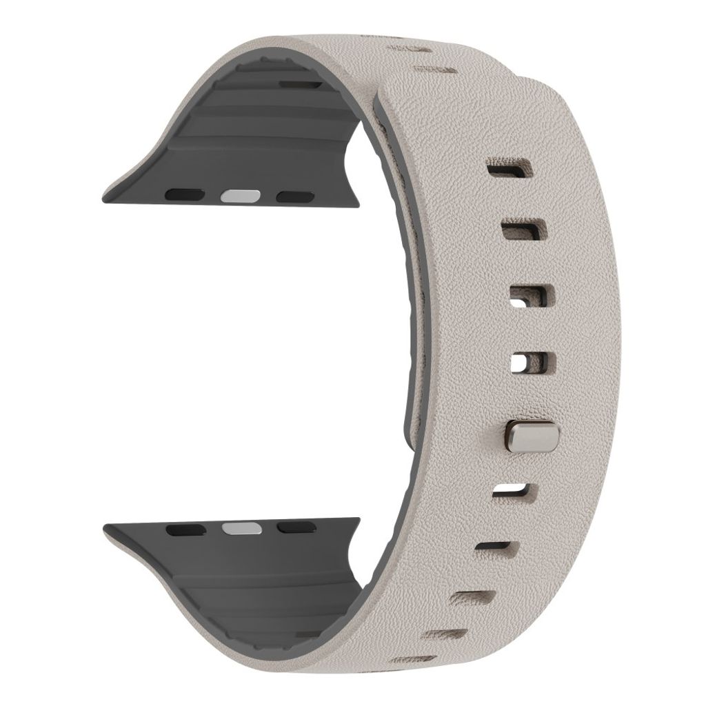 Apple Watch 49/46/44/42mm Klockarmband i texturerat silikon - Beige/Grå