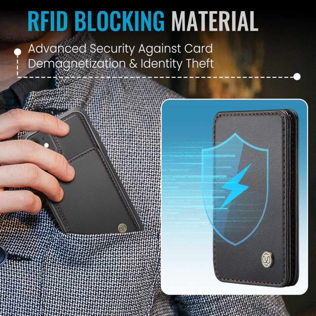 JEEHOOD iPhone 11 Lompakkokuori Irrotettava Korttipussi – Musta