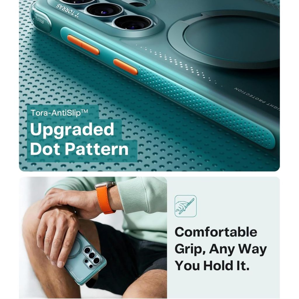 TORRAS Samsung Galaxy S26 Ultra Kuori MagSafe-yhteensopiva Jalusta - Vihreä