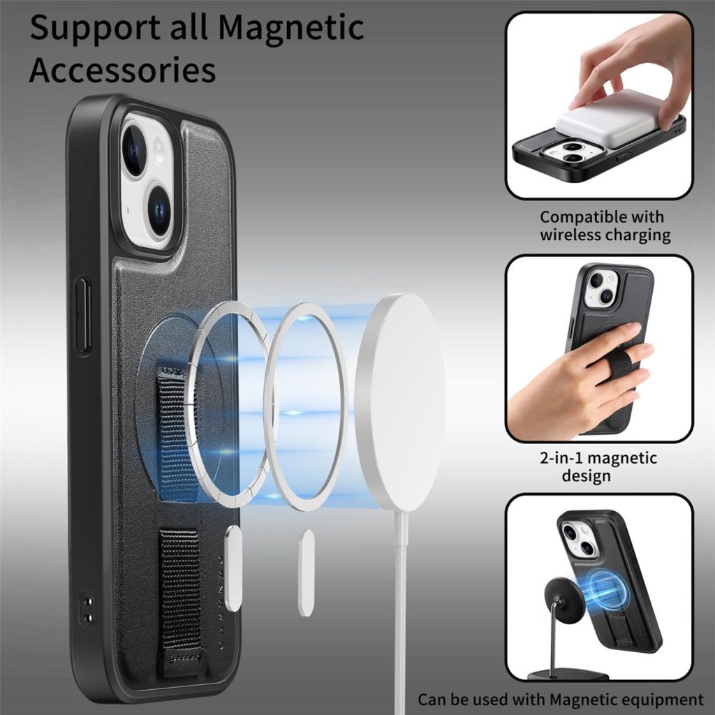 iPhone 14/13 Magnetic Case Wristband - Black