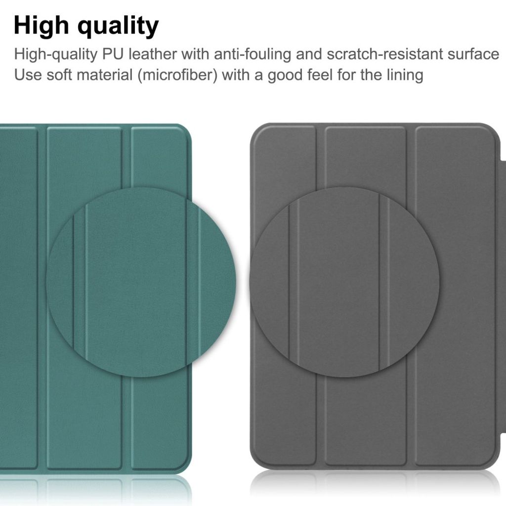 iPad A16 11" 2025/10.9" 2024 Tri-fold flip cover i kunstlæder - Grøn