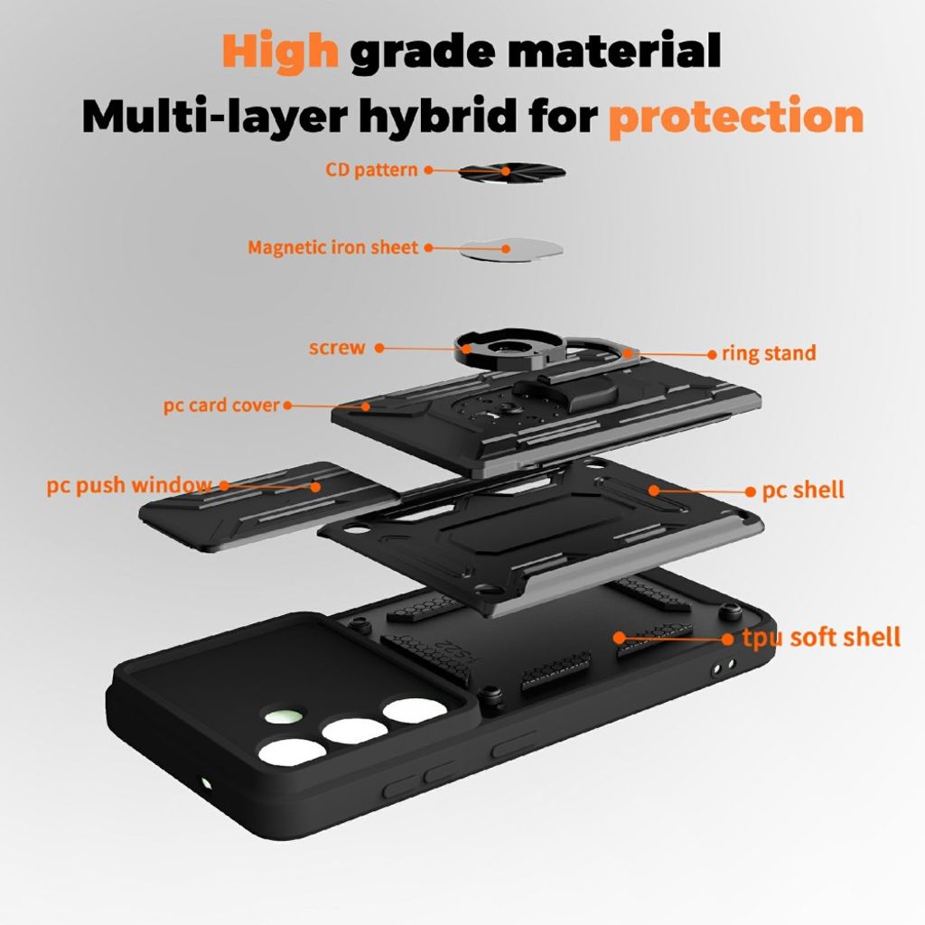 Samsung Galaxy A57 5G Deksel med Stativ og Kamerabeskyttelse – Hvit