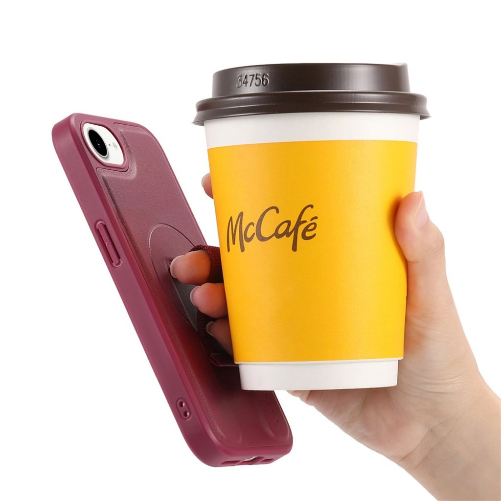 CASENEO Plånboksfodral RFID-blockerande med Handledsband för iPhone 16e – Röd