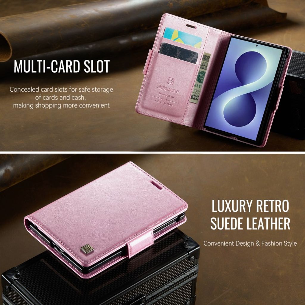 AUTSPACE Samsung Galaxy Z Fold8 Lompakkokotelo PU-nahka RFID-suojattu - Vaaleanpunainen