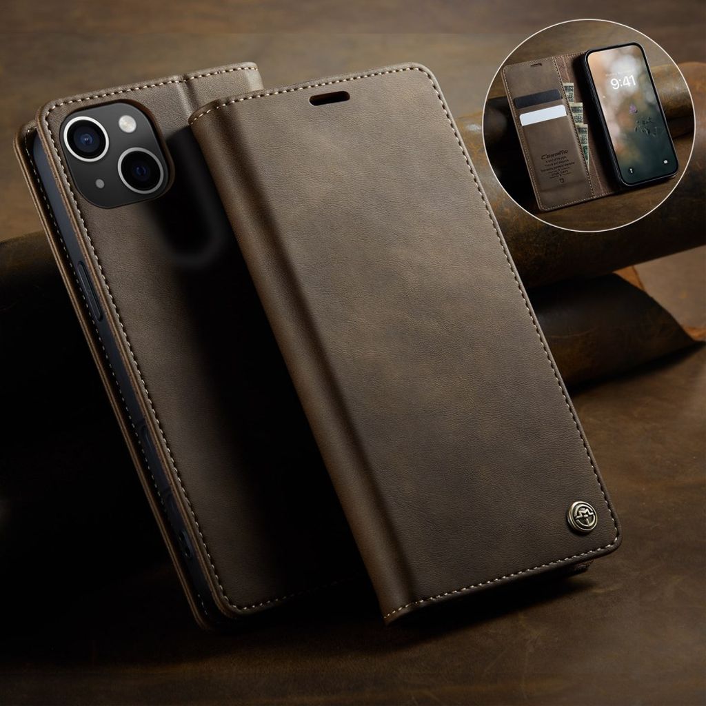 CASEME iPhone 13 Mini RFID-blokerende Pungetui Stativ – Kaffe