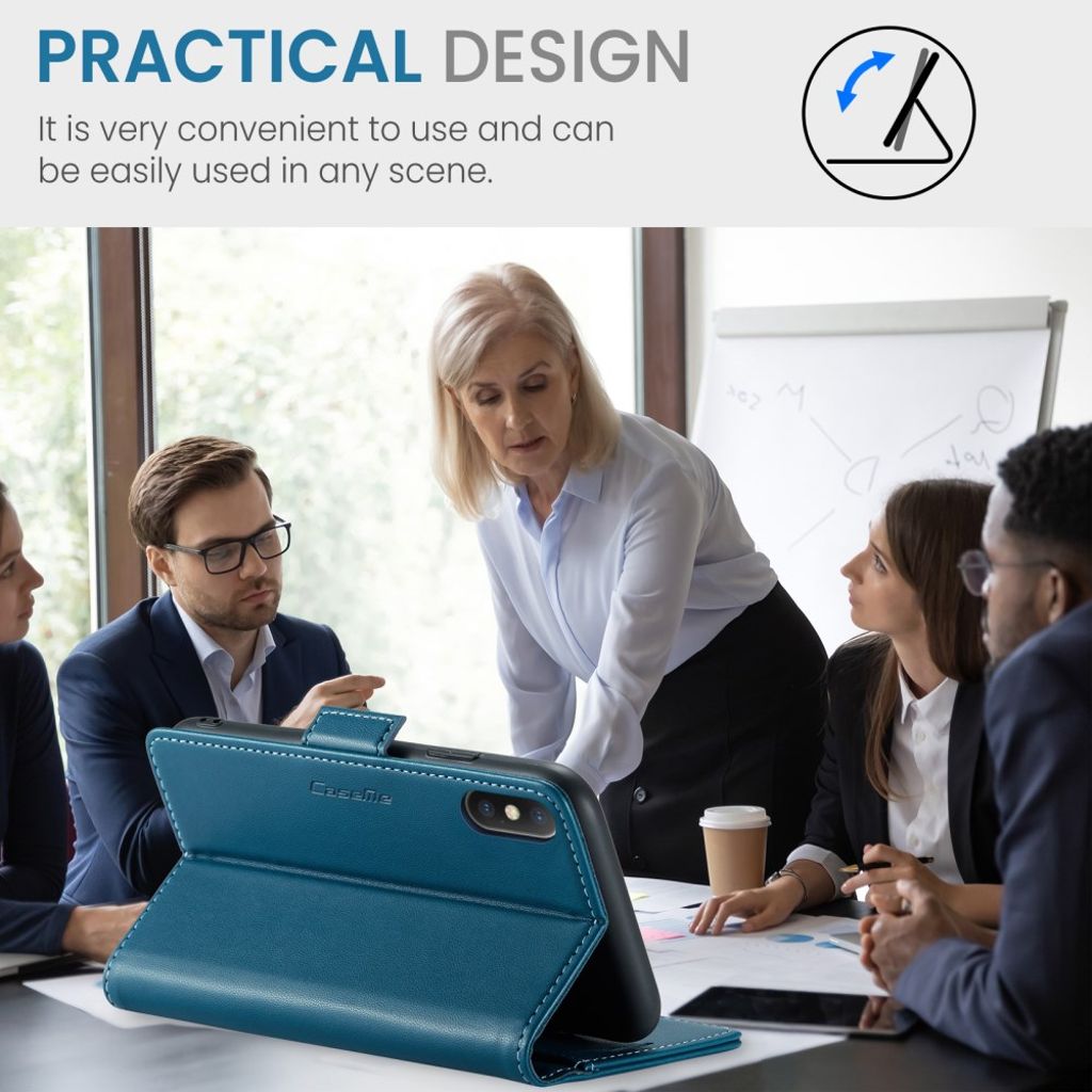 CASEME iPhone XS Max Pungetui RFID-blokerende 3 Kortplads – Blå