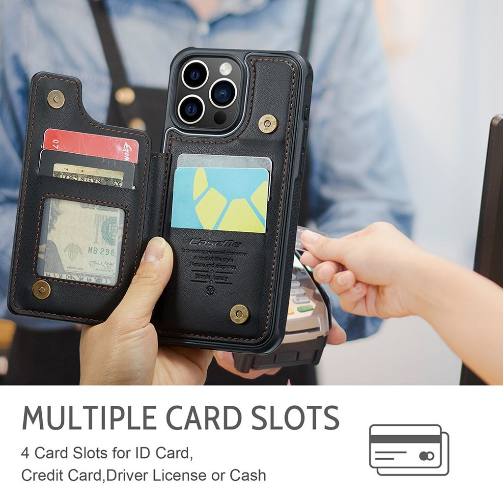 CASEME iPhone 15 Pro Plånboksskal RFID-blockerande Kortfack - Svart