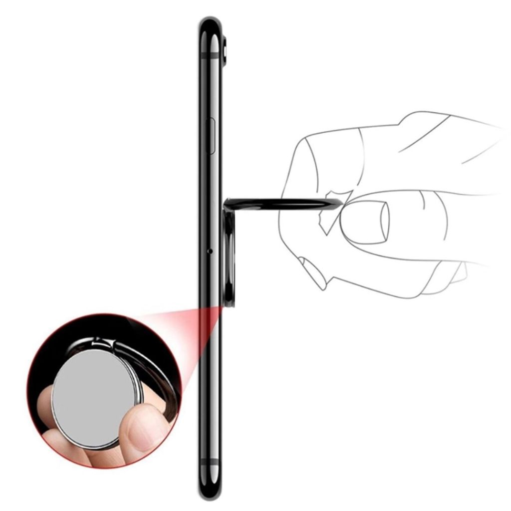 Magnetic ring holder for phone with kickstand – Silver