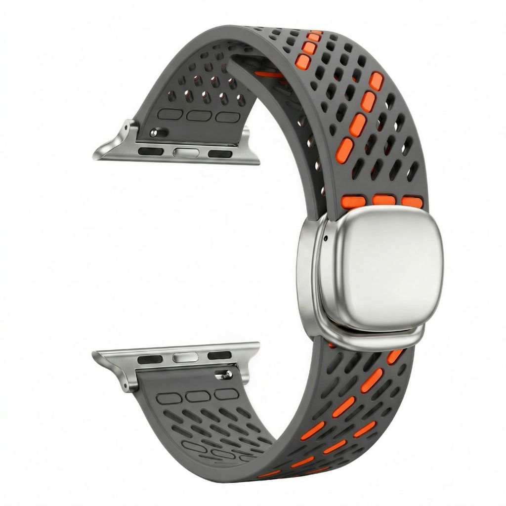 Apple Watch 49 / 46 / 44 / 42mm Klockarmband i Silikon - Grå/Orange