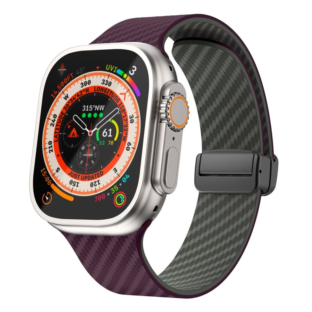 Apple Watch 49 / 46 / 44 / 42mm Klockarmband kolfibertextur - Lila