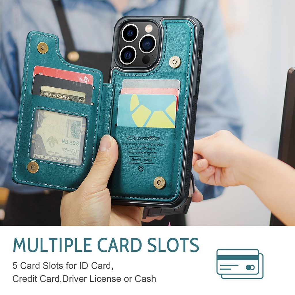 iPhone 13 Pro Max CASEME C22 Lompakkokuori RFID-estävä - Vihreä