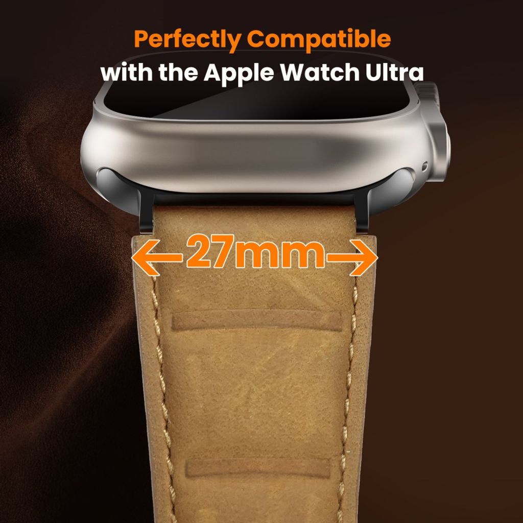 AHASTYLE DD12 Apple Watch 49 / 46 / 44 / 42mm Nahkainen kellonranneke - Tummanruskea