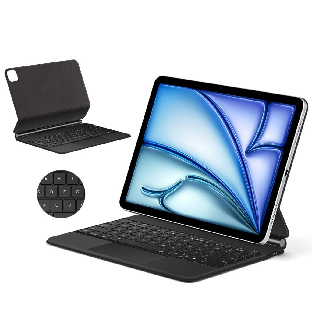 iPad Air/Pro 11" Fodral med Tangentbord med Pogo Pin-anslutning - Svart