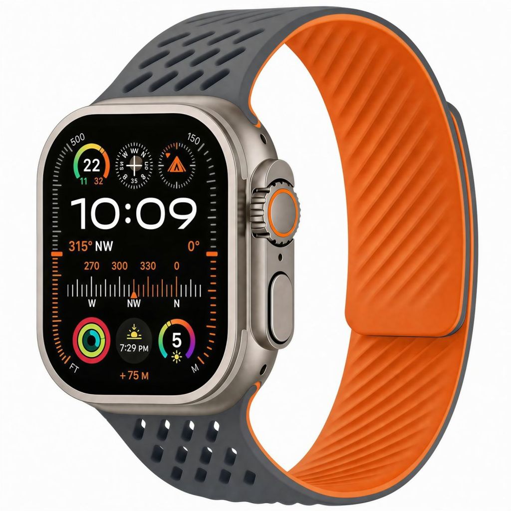 Apple Watch 42 / 41/ 40 / 38mm Klockarmband i Silikon - Grå/Orange