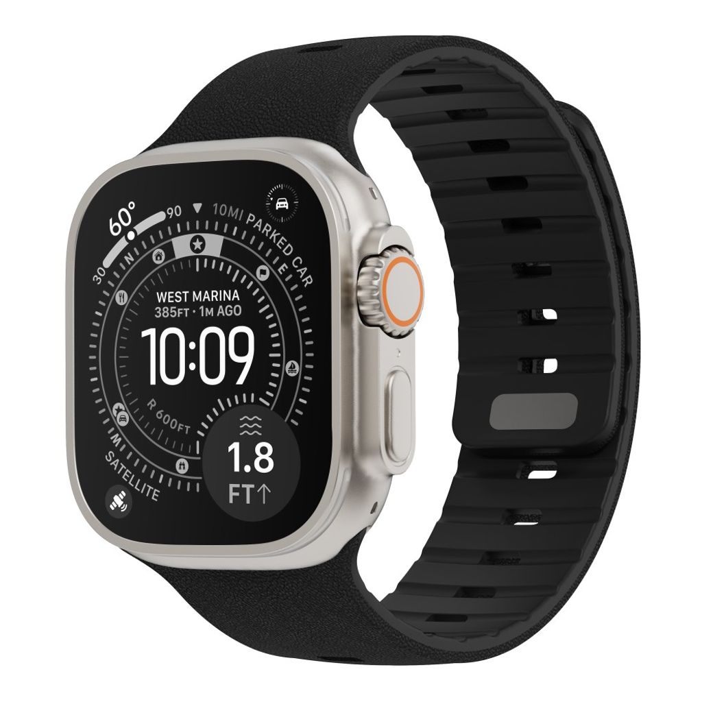 Apple Watch 42/41/40/38mm Klockarmband i texturerat silikon - Svart